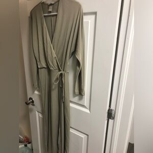 H&M Midi Wrap Dress in Tan, Size S
